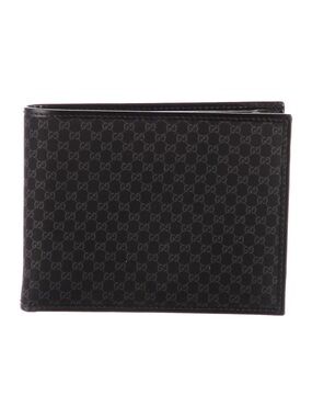 Gucci Black Micro GG Signature Logo Monogram Bifold Wallet Bi-Fold Card Holder